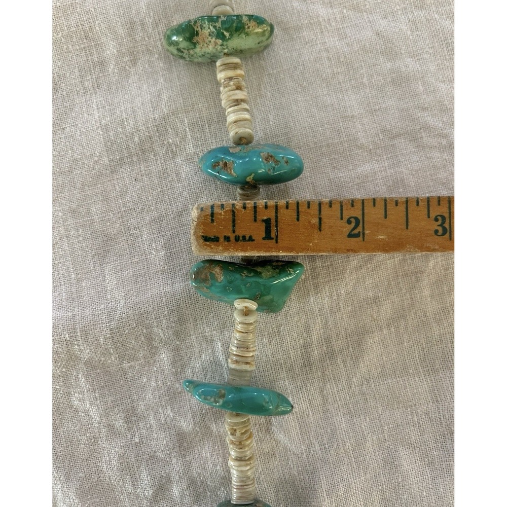 Vintage Taxco TD-29 Heishi Turquoise Slab Necklace Native Mexico Heavy Navajo? - Picture 5 of 7